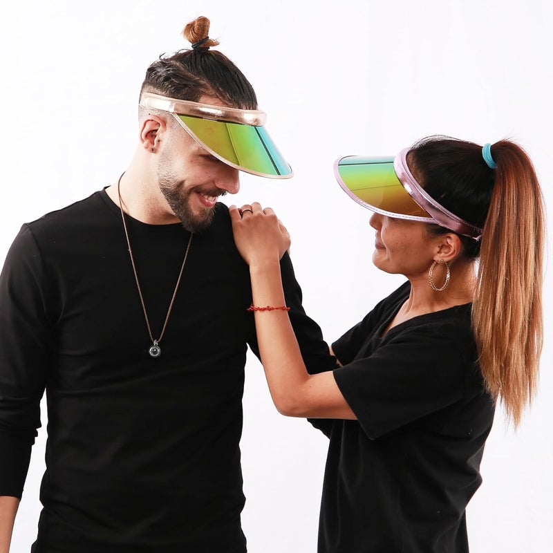 Beevarn Store 2 Pack Sun Visor Hats Women Men Clip-on Iridescent Clear Sport Outdoor Cap - Image 5